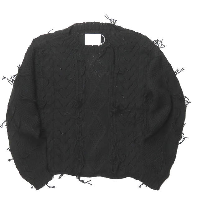 新品 bukht ブフト FISHERMAN'S SWEATER - HAND KNITTING フィッシャーマンセーター B-M71301 1(S) ブラック ニット プルオーバー ☆g2043