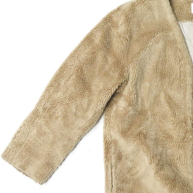 6 ROKU BEAUTY＆YOUTH UNITED ARROWS ロク V-NECK FAKE FUR COAT Vネックフェイクファーコート 1625-260-3684 38 ベージュ ボア lc27855_画像4