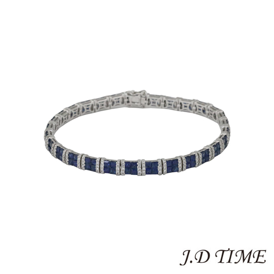 K18WG Sapphire Diamond Tennis Bracelet D1.00ct S6.44ct [new] (JD-KGK-4235)