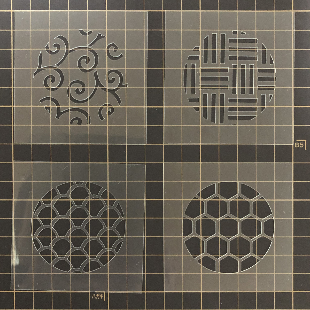 NO288　4枚セット　唐草　青海波　三崩し　亀甲　ステンシルシート　和風地紋46　型紙図案_画像5