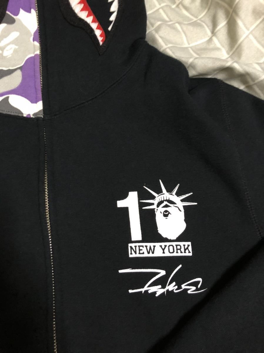 NY10周年記念 futura シャーク パーカー shark full zip hoodie New york camo ニューヨーク a bathing ape bape NYC 10th エイプ ベイプ_画像3