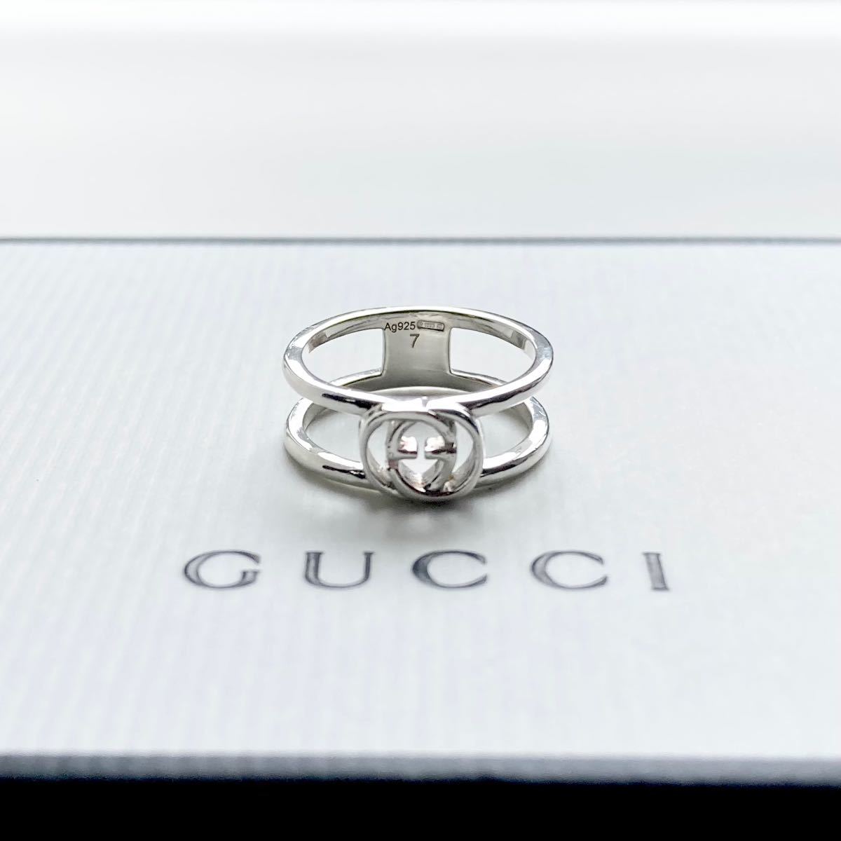 GUCCI インターロッキングGスリム オープンバンド 8号 リング モール www.inclusionyequidad.org