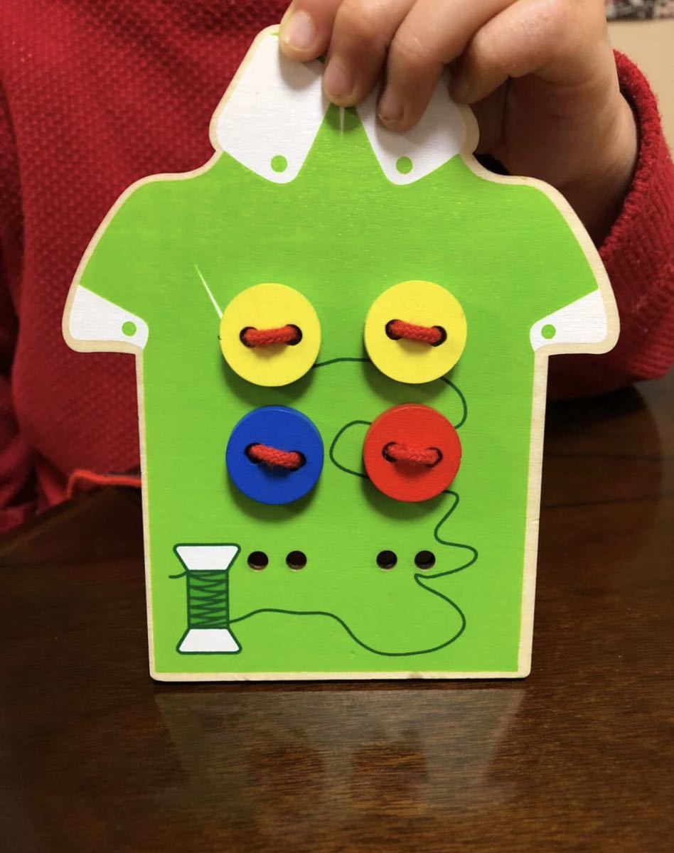 【知育玩具】ボタン&紐通し　モンテッソーリ　木のおもちゃ　出産祝い　お祝い　知育玩具 木製 木のおもちゃ_画像5