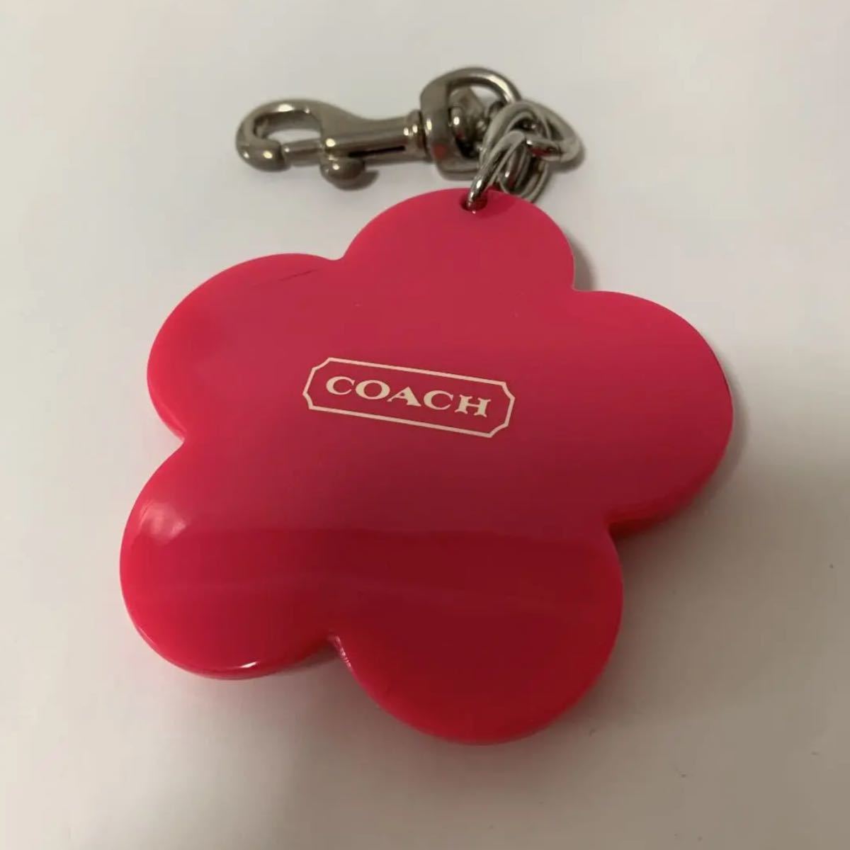 COACH コーチ フラワー キーホルダー チャーム ピンク プラスチック 中古