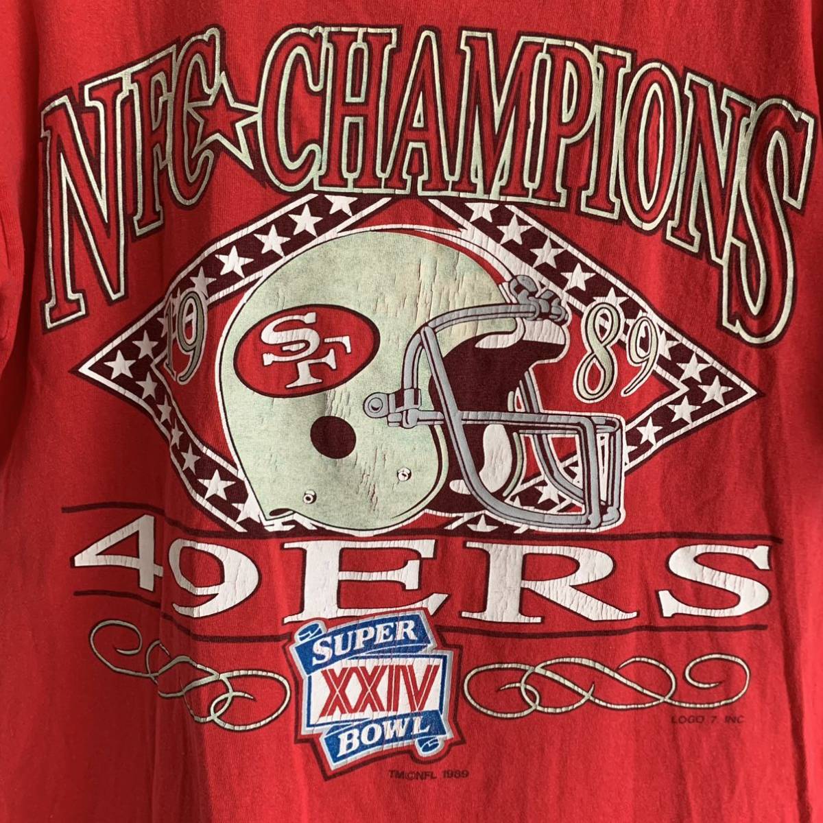 【希少】80s USA製 LOGO7.INC ロゴセブン 半袖 Tシャツ 49ERS NFC CHAMPIONS 1989 SUPER BOWL スーパーボウル NFL ヴィンテージ_画像4