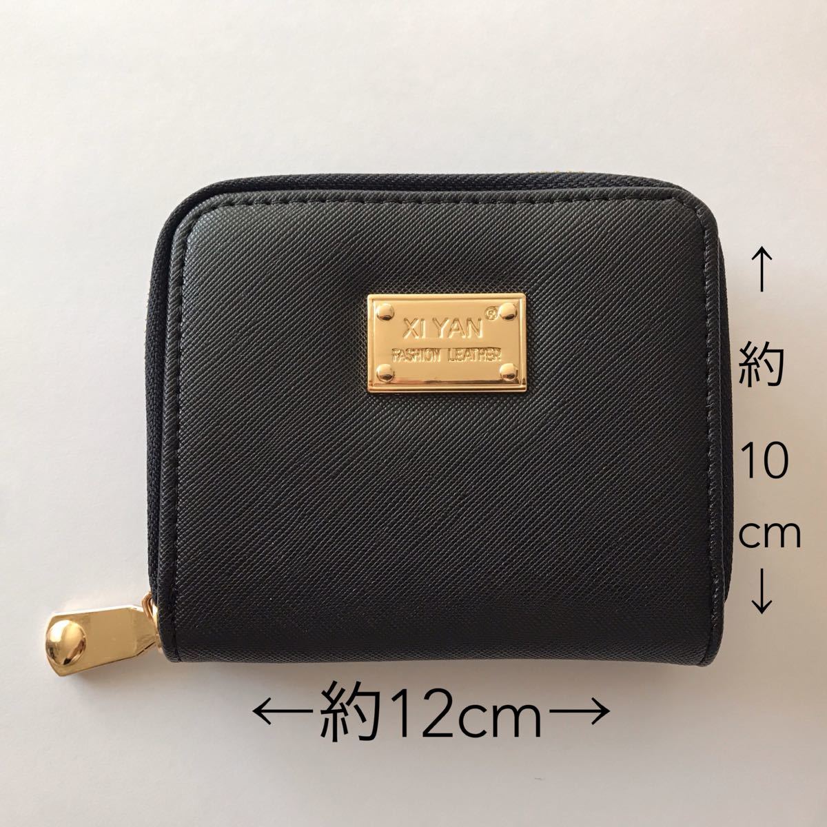 二つ折り 財布 ミニ ウォレット コンパクト 軽量 大容量 便利 ブラック コインケース 小銭入れ ラウンドファスナー