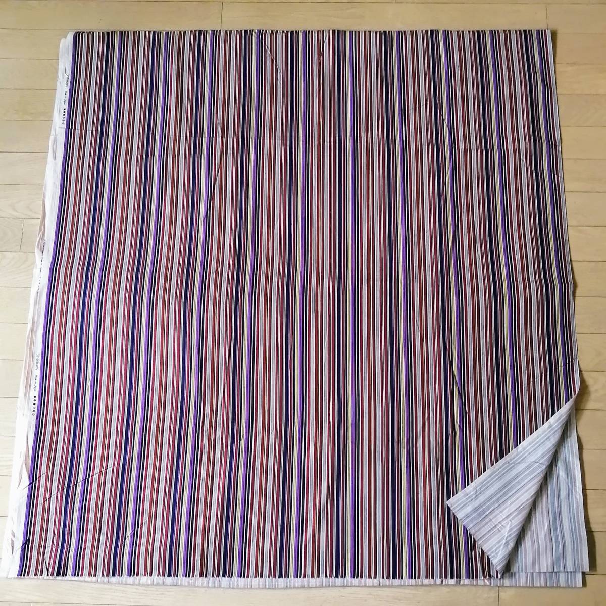 SEVENBERRY 細コール 生地 108cm巾×約5m ストライプ 赤×紫×紺 日本製 布_画像5