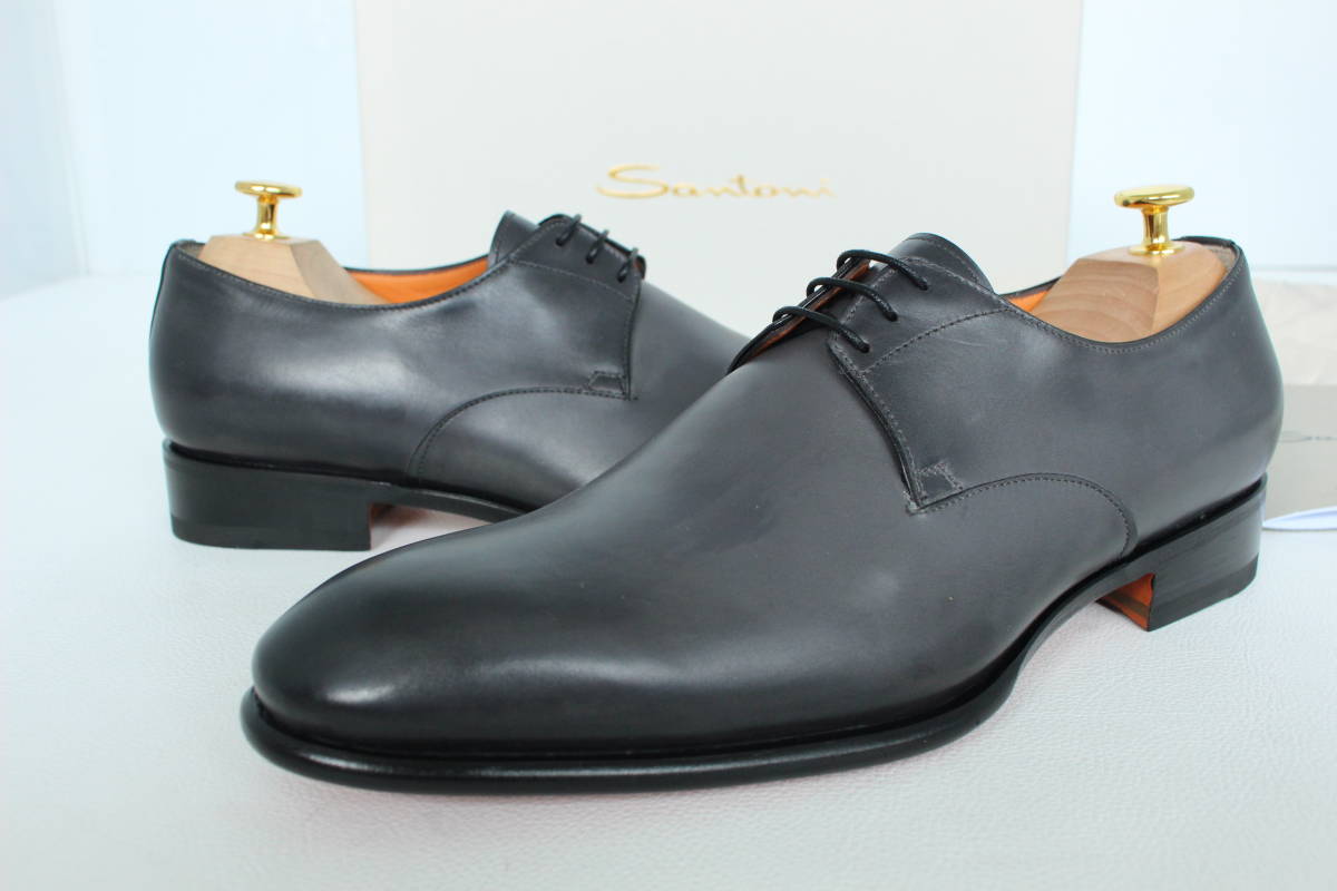 【Santoni サントーニ】イタリア名門ブランドの絶品 ダービーシューズ ハンドフィニッシュ アンティークグレー UK6.5_画像1