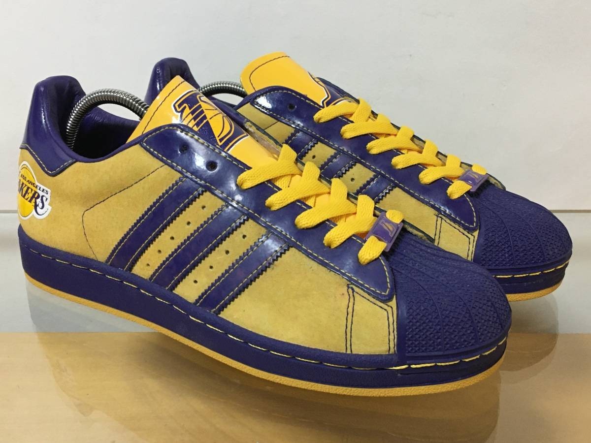 未使用品 '06 adidas SUPER STAR LOS ANGELES LAKERS アディダス スーパースター ロサンゼルスレイカーズ NBA SERIES US8.5 26.5cm_画像2