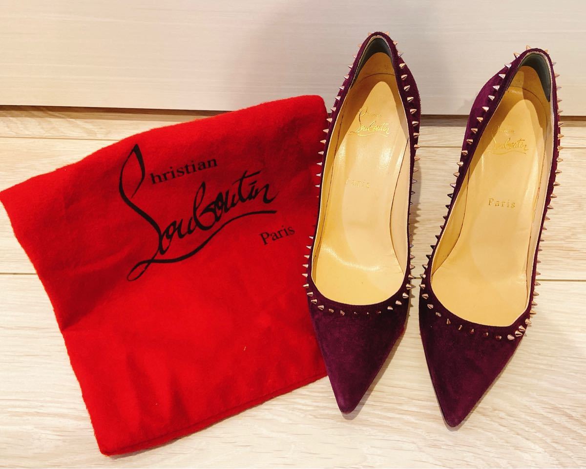 ANJALINA 85 VEAU VELOURS クリスチャンルブタン スタッズパンプス