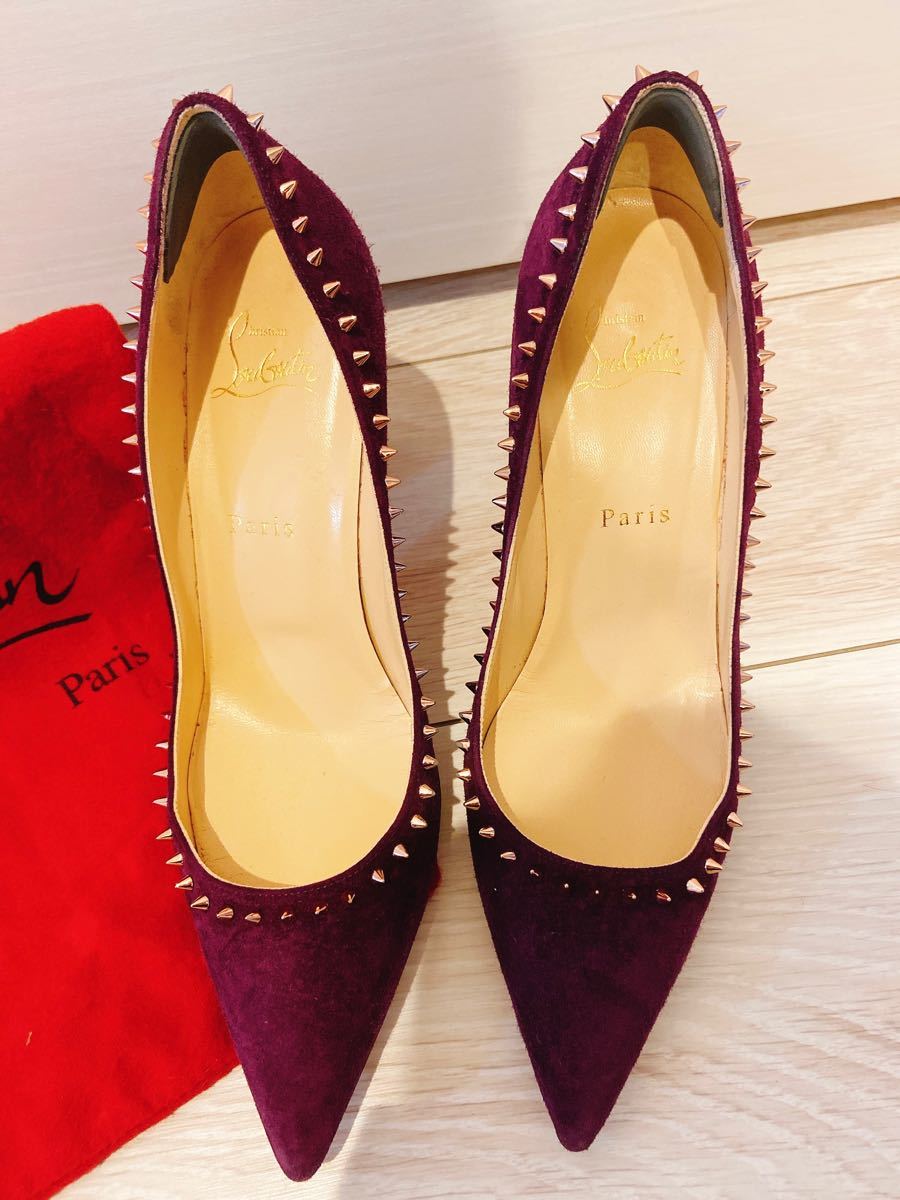 ANJALINA 85 VEAU VELOURS クリスチャンルブタン スタッズパンプス