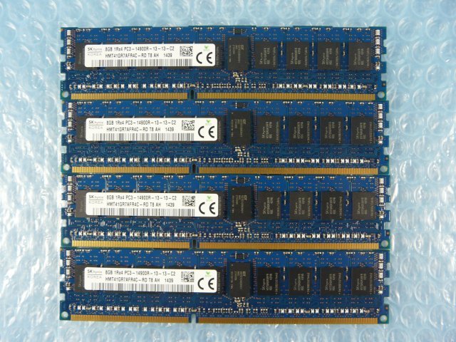 1KHB // 8GB 4枚セット 計32GB DDR3-1866 PC3-14900R Registered RDIMM 1Rx4 HMT41GR7AFR4C-RD SKhynix /// Dell PowerEdge R620 取外