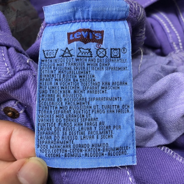 90s EURO Levis 501 後染め デニムパンツ 29 パープル オールド ユーロリーバイス ヴィンテージ ヨーロッパ古着 紫 ●87