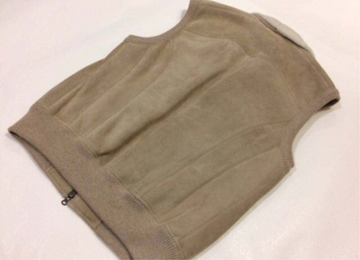 【新品タグ付き 正規品】 BRUNELLO CUCINELLI ブルネロ クチネリ ムートン ベスト M リブ部分 カシミヤ100% グレージュ