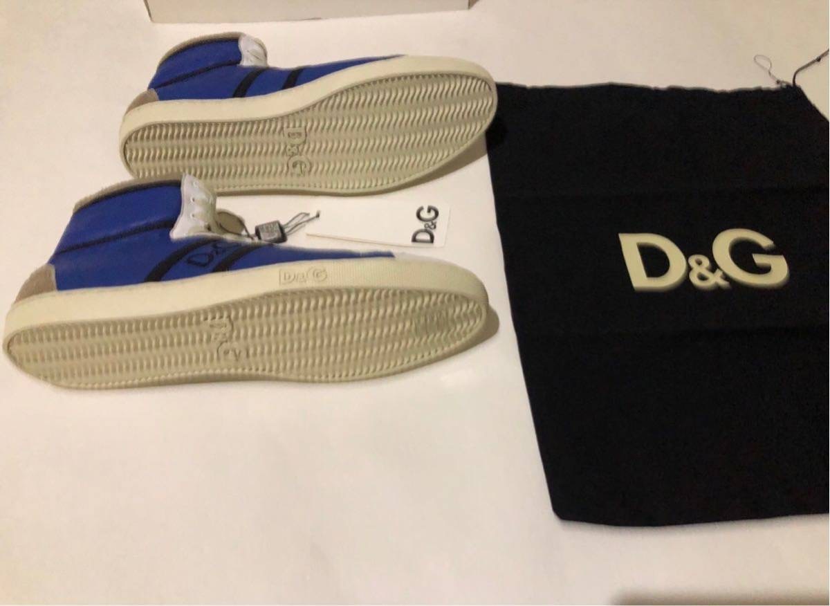 【新品タグ付き、正規品】D&G DOLCE&GABBANA ドルチェ&ガッバーナ ハイカット レザー スニーカー 43 青x白_画像3