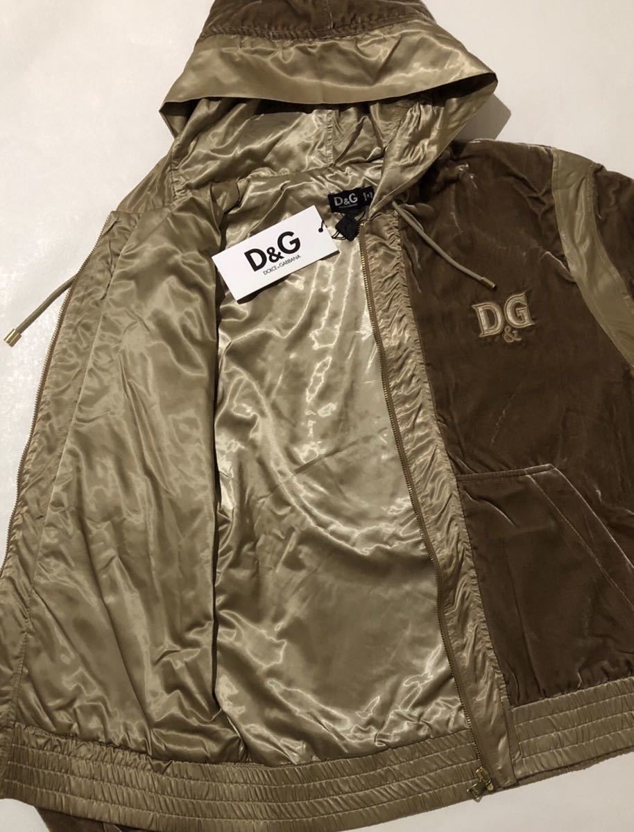 【新品タグ付き、正規品】D&G DOLCE&GABBANA ドルチェ&ガッバーナ パーカー ジャケット ベロア ジャージ ブルゾン ゴールド / 茶色 サイズM_画像3