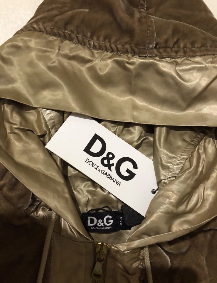 【新品タグ付き、正規品】D&G DOLCE&GABBANA ドルチェ&ガッバーナ パーカー ジャケット ベロア ジャージ ブルゾン ゴールド / 茶色 サイズM_画像5