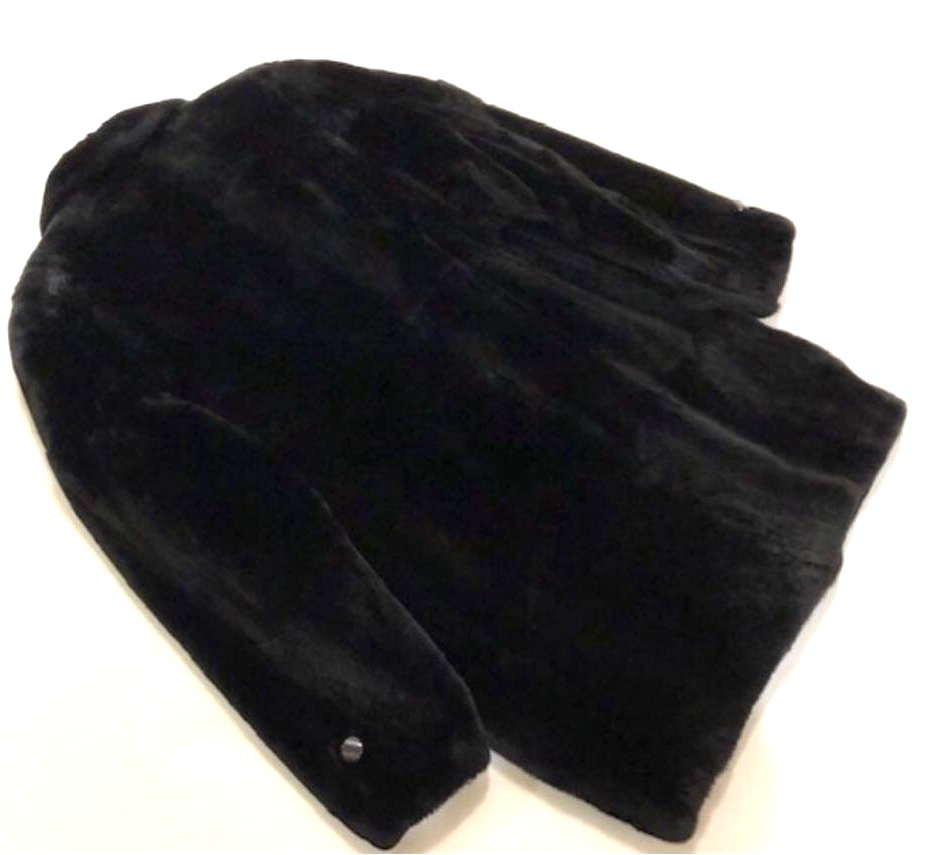 [ не использовался товар ] совместный бобер меховое пальто мужской размер L черный 