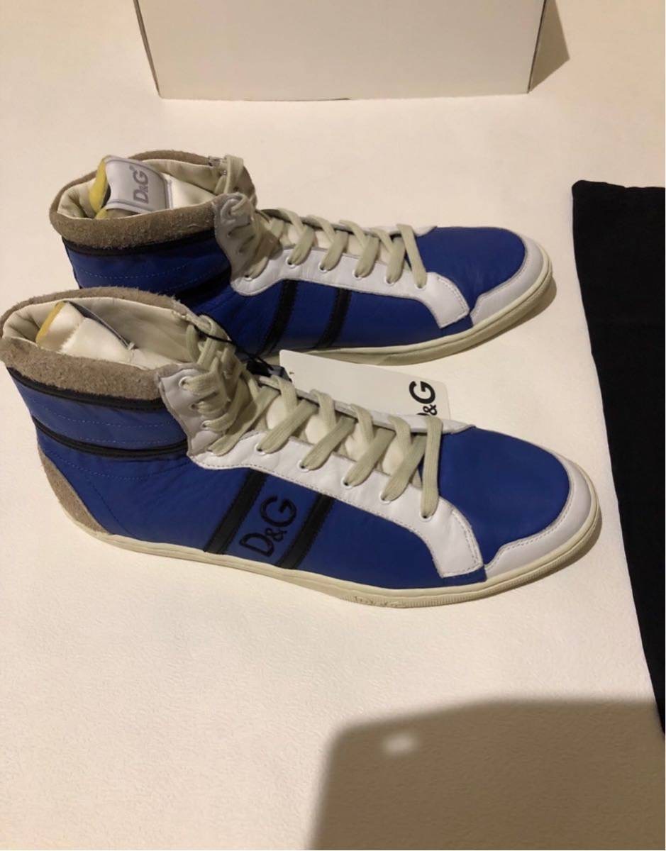 [ tag equipped, regular goods ]D&G DOLCE&GABBANA Dolce & Gabbana is ikatto leather sneakers 43 blue x white 