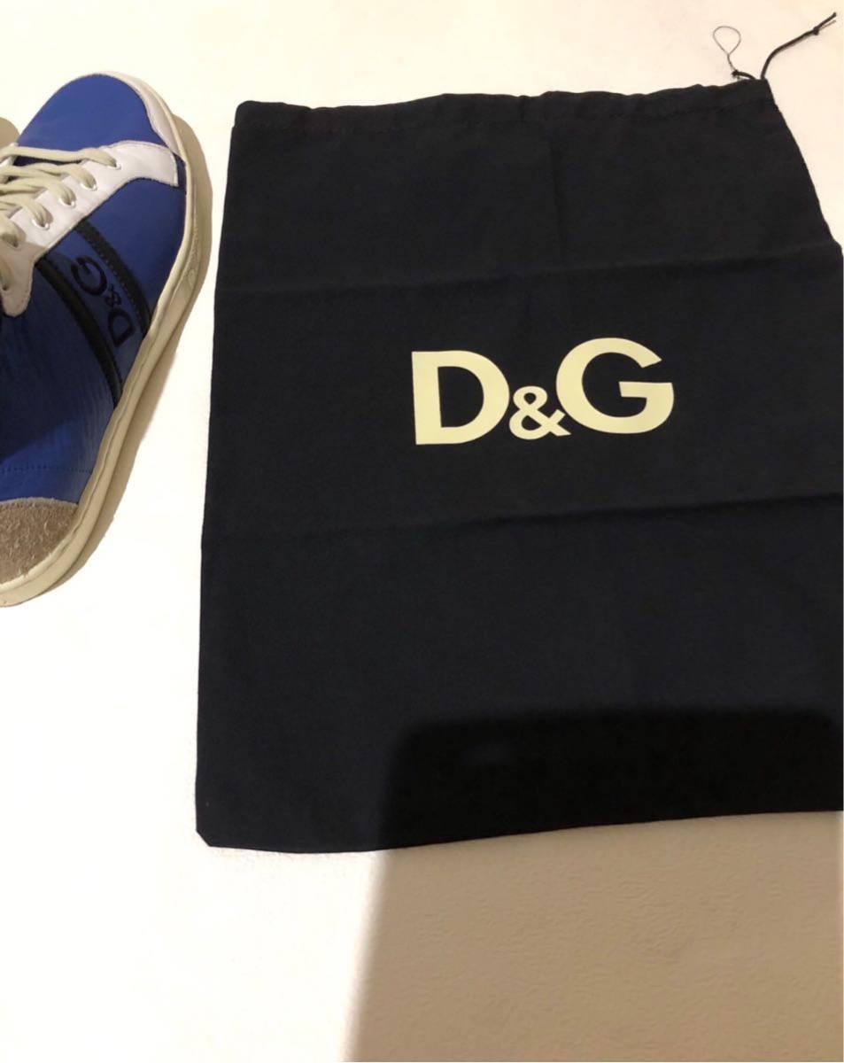 【新品タグ付き、正規品】D&G DOLCE&GABBANA ドルチェ&ガッバーナ ハイカット レザー スニーカー 43 青x白_画像4