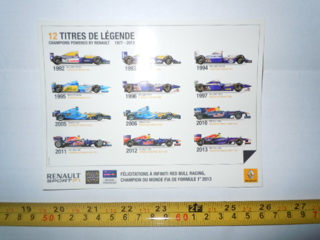 ルノー スポーツF1　RENAULT SPORT F1　12TITRES DE LEGENDE　ステッカー（シール）非売品_画像1