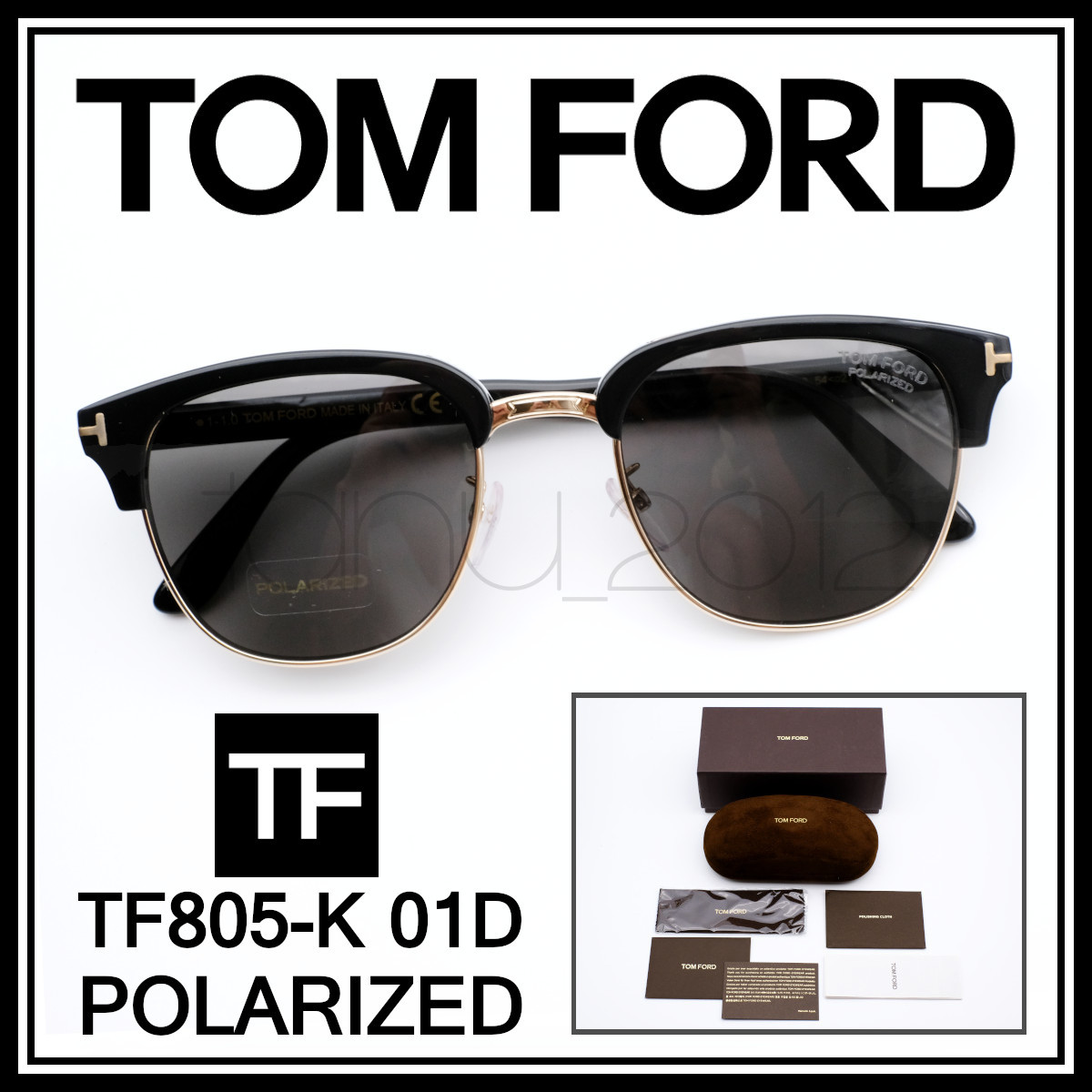 新品本物 TOMFORD TF805-K 01D POLARIZED ブラック/ゴールド アジアン 