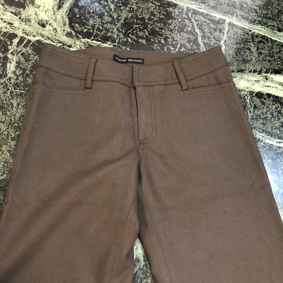 【美品】KNOW BEANS★ノウビーンズ ワイドパンツ レディースパンツ 38サイズ ブラウン系 毛_画像2
