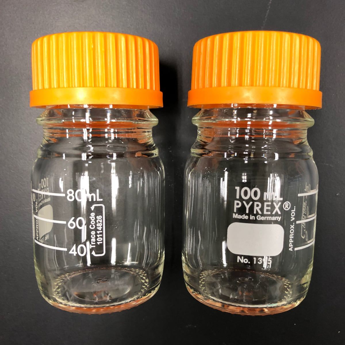 ふた付きガラスびん(メジューム瓶) PYREX 100ml 5本セット　実験器具 保存容器