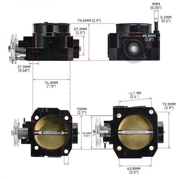 PI170:レーシング スロットルボディ rsx DC5 シビック si EP3 K20 K20A 70ミリメ_画像3