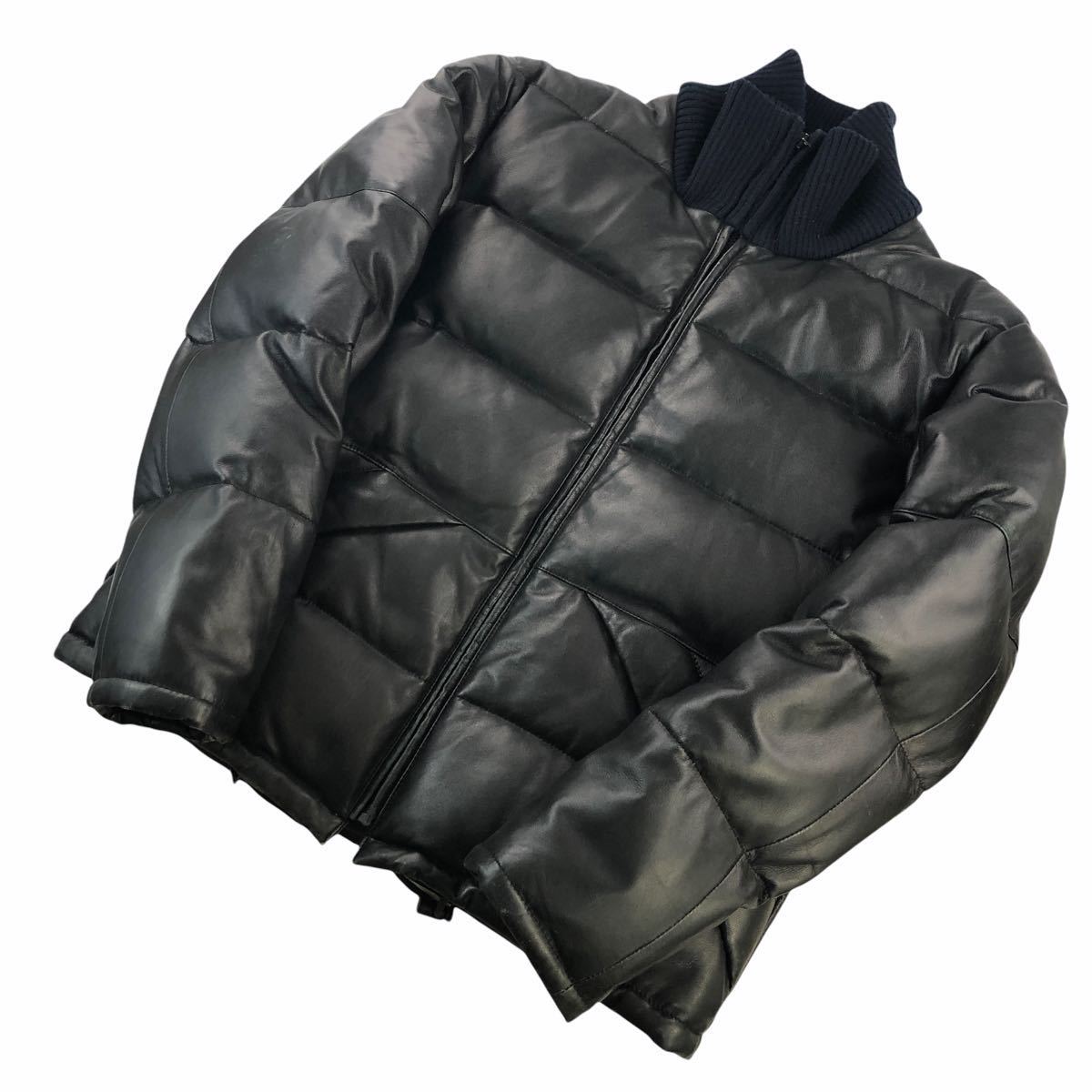  superior article rare AVIREX Avirex leather down jacket size L sheep leather black down feather thick meat thickness leather 611127 original leather autumn winter popular 