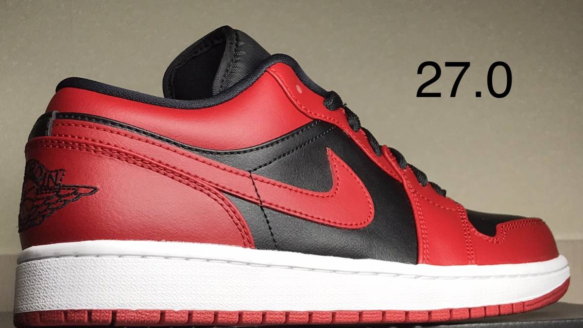 27 ㎝ 9 NIKE AIR JORDAN 1 LOW VARSITY RED BRED .com 納品書付 ナイキ エアジョーダン 1 ブレッド 国内正規品 新品 未使用品 553558-606_画像1