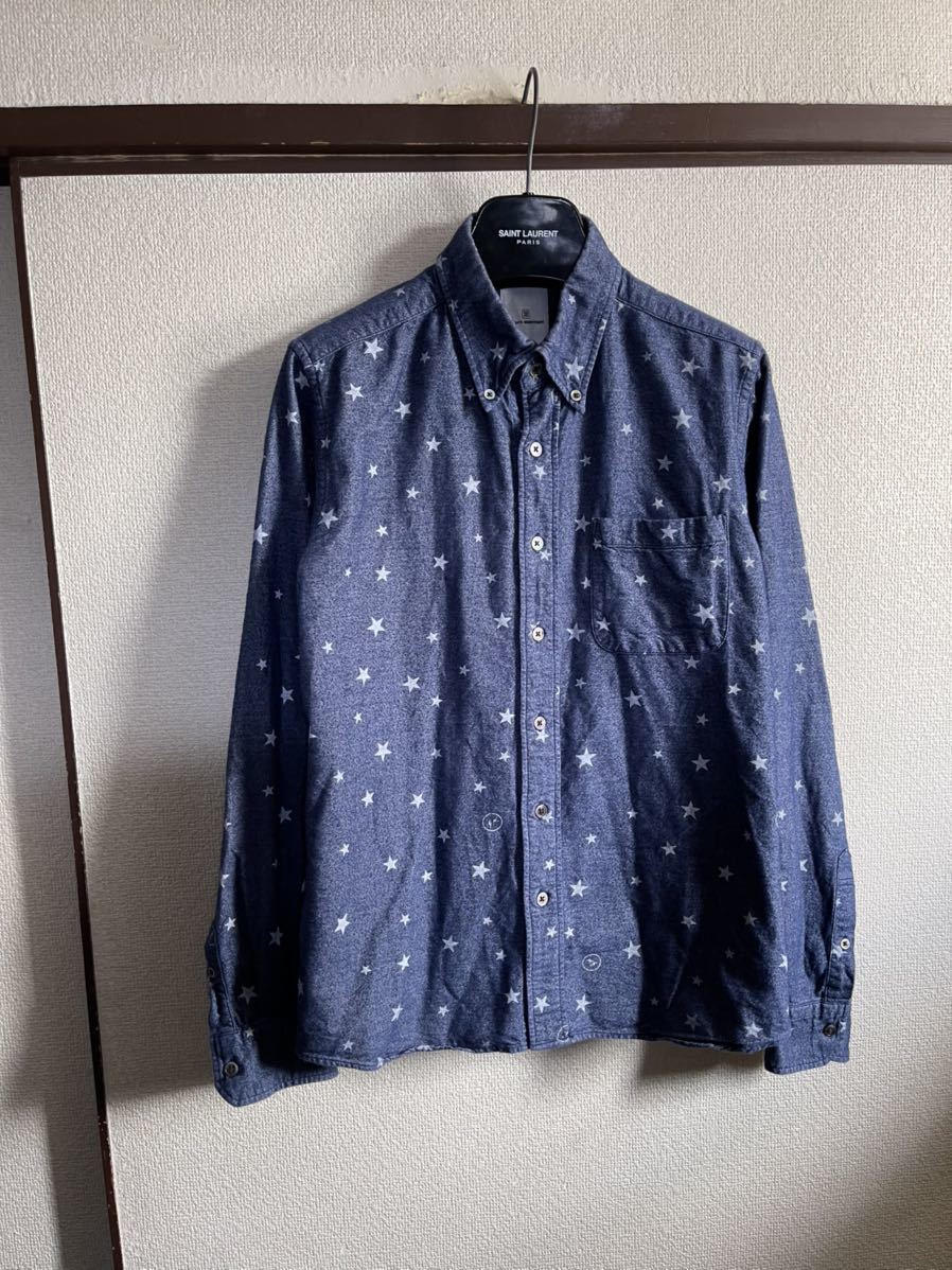 【良品】【レターパックプラス対応】 uniform experiment ユニフォームエクスペリメント SOPH ソフ STAR PRINT FLANNEL B.D SHIRT シャツ_画像1