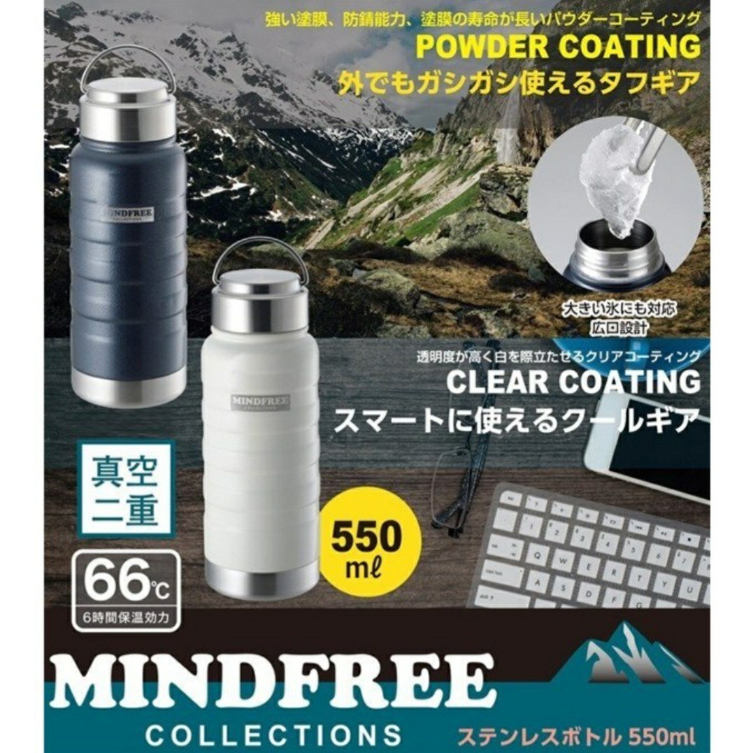 MINDFREE（マインドフリー） ステンレスボトル 550ml ネイビー2点