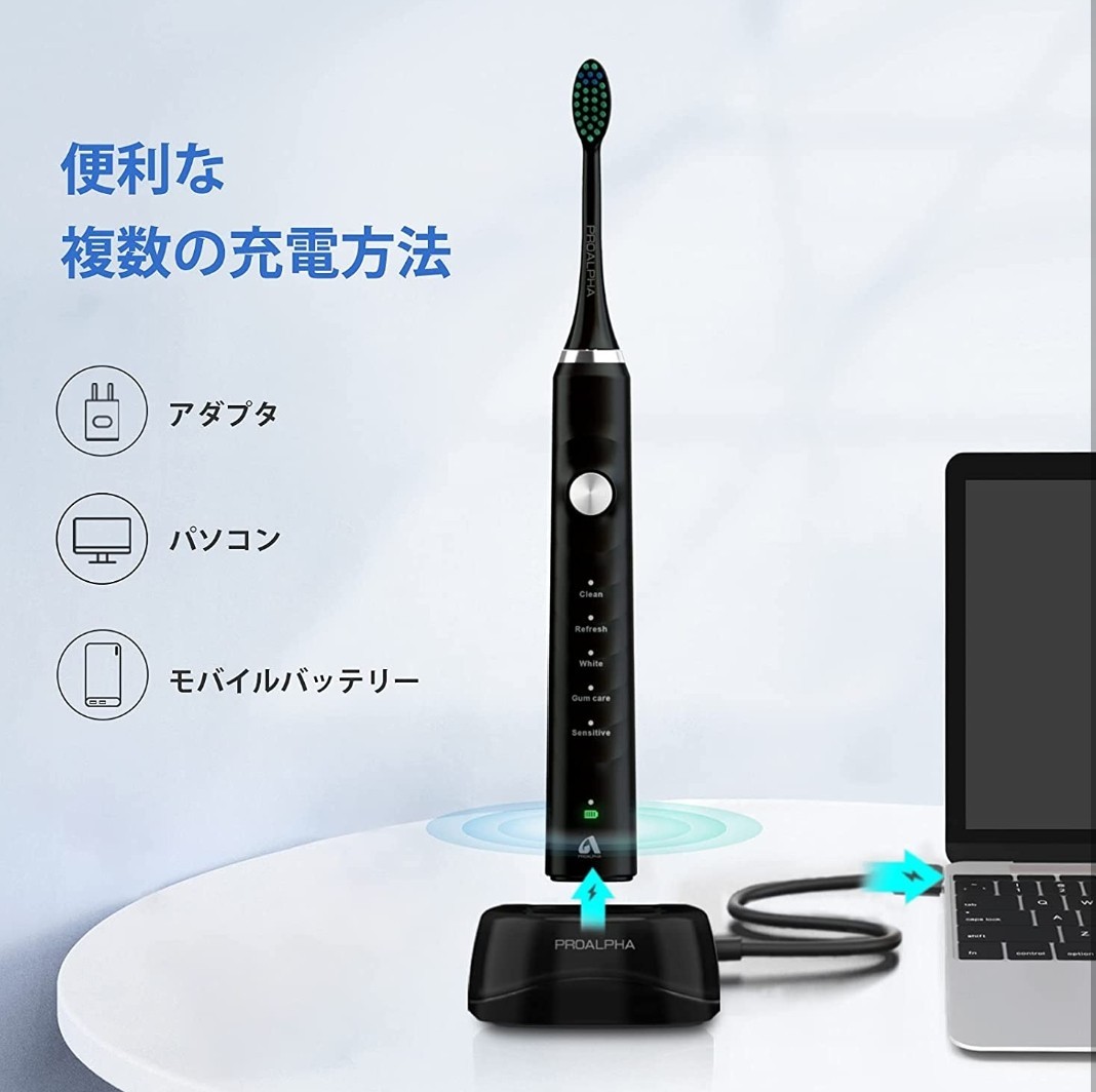 電動歯ブラシ 音波歯ブラシ ソニック USB充電式 IPX７防水