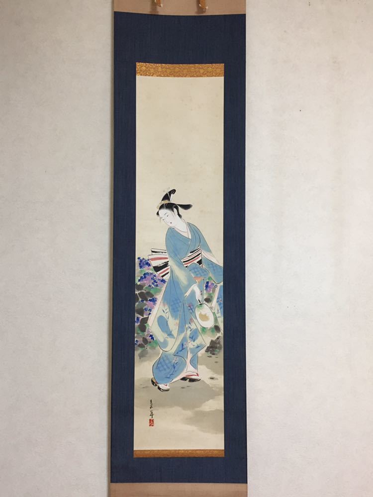 けについて ヤフオク! 長谷川石根『大漁』日本画 人物画・掛け軸