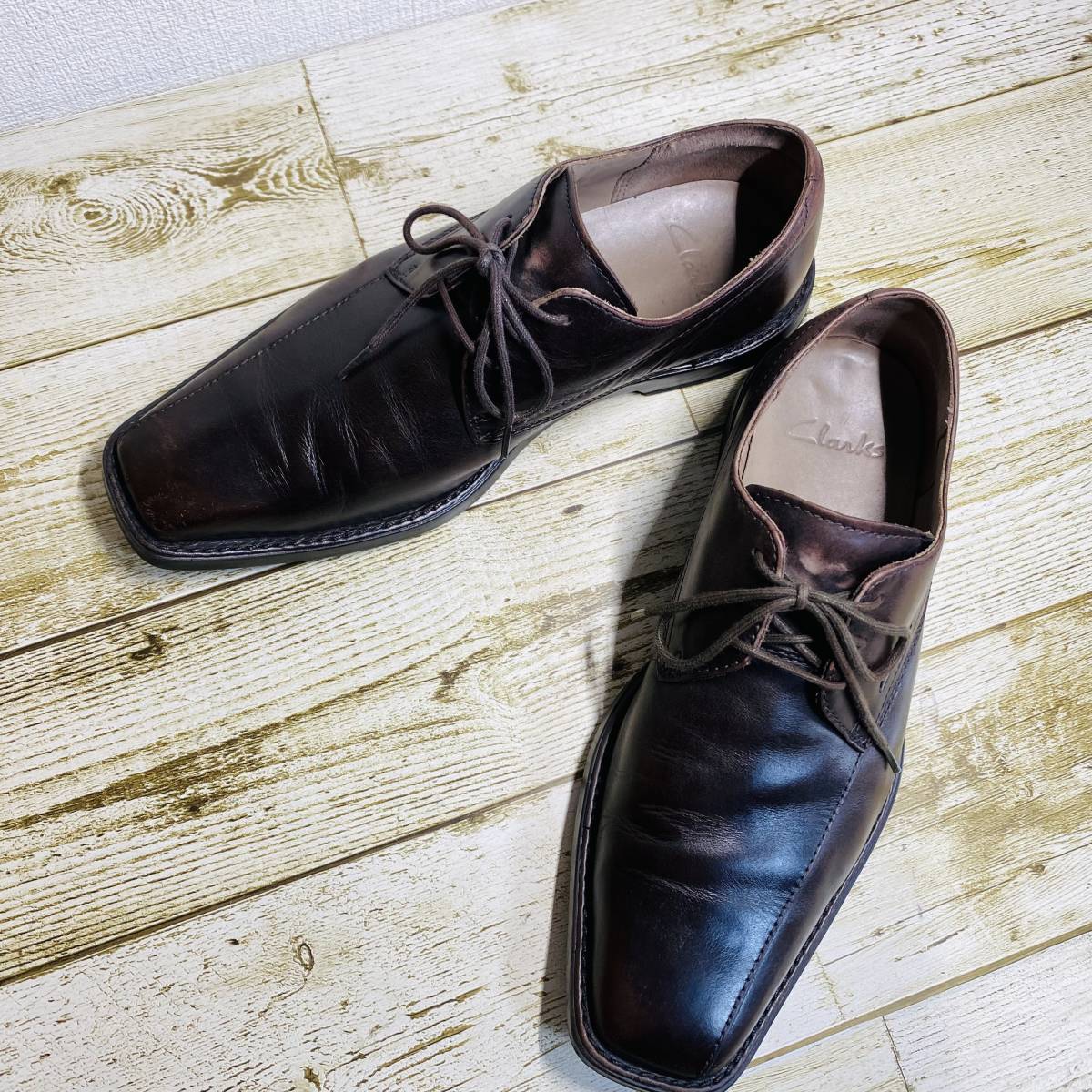 Clarks クラークス 革靴 スワールトゥ ワンーシーム 　UK6.5　ビジネス　カジュアル_画像2
