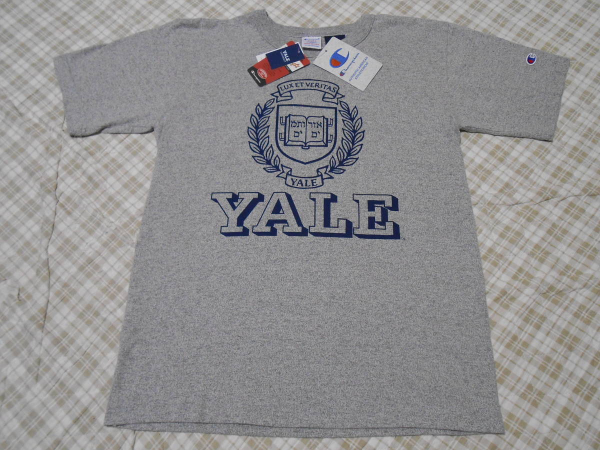 新品！限定！USA製！チャンピオン T1011 Tシャツ YALE グレー M デカ2段・染み込みプリント C5-T303 アメリカ製の画像1