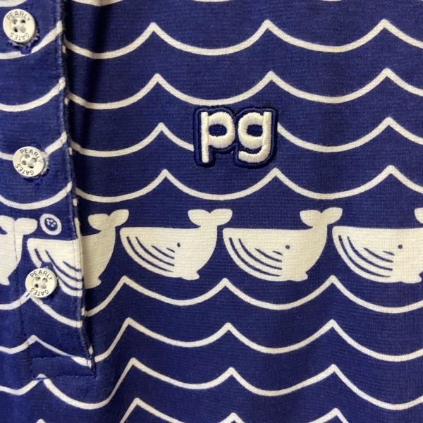 パーリーゲイツ PEARLY GATES 半袖ポロシャツ サイズ1 S - ネイビー×白 レディース クジラ トップス_画像7