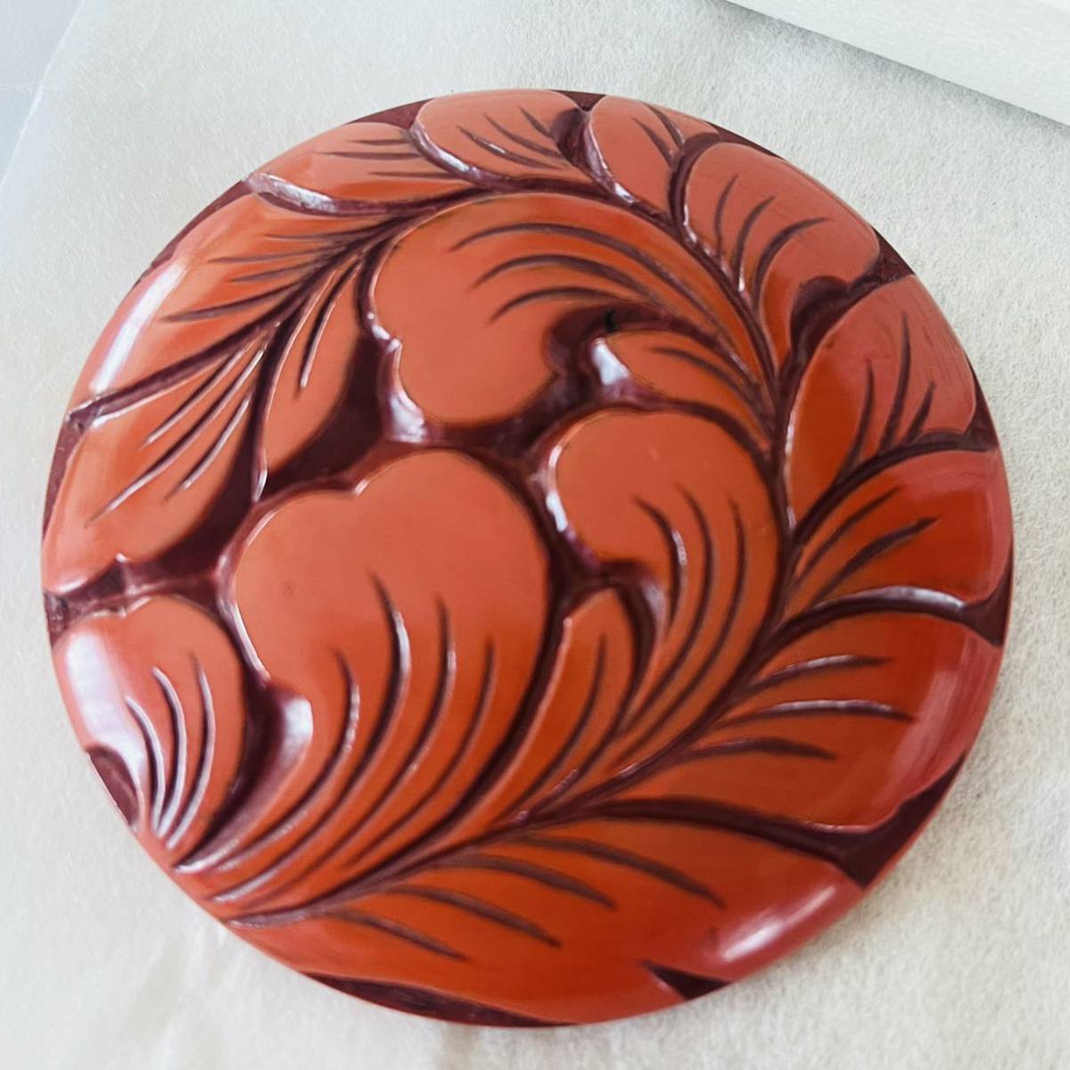 新品 鎌倉彫 手鏡 博古堂 箱入り 美術工芸品 彫刻 漆 送料込