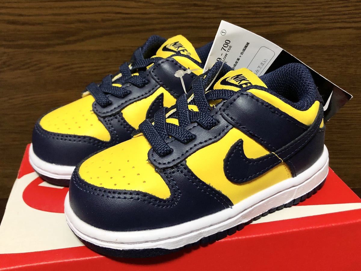 21年製 NIKE DUNK LOW TD BABY MICHIGAN ナイキ ベビー ダンク ミシガン【CW1589-700】ネイビー イエロー 紺×黄 12センチ