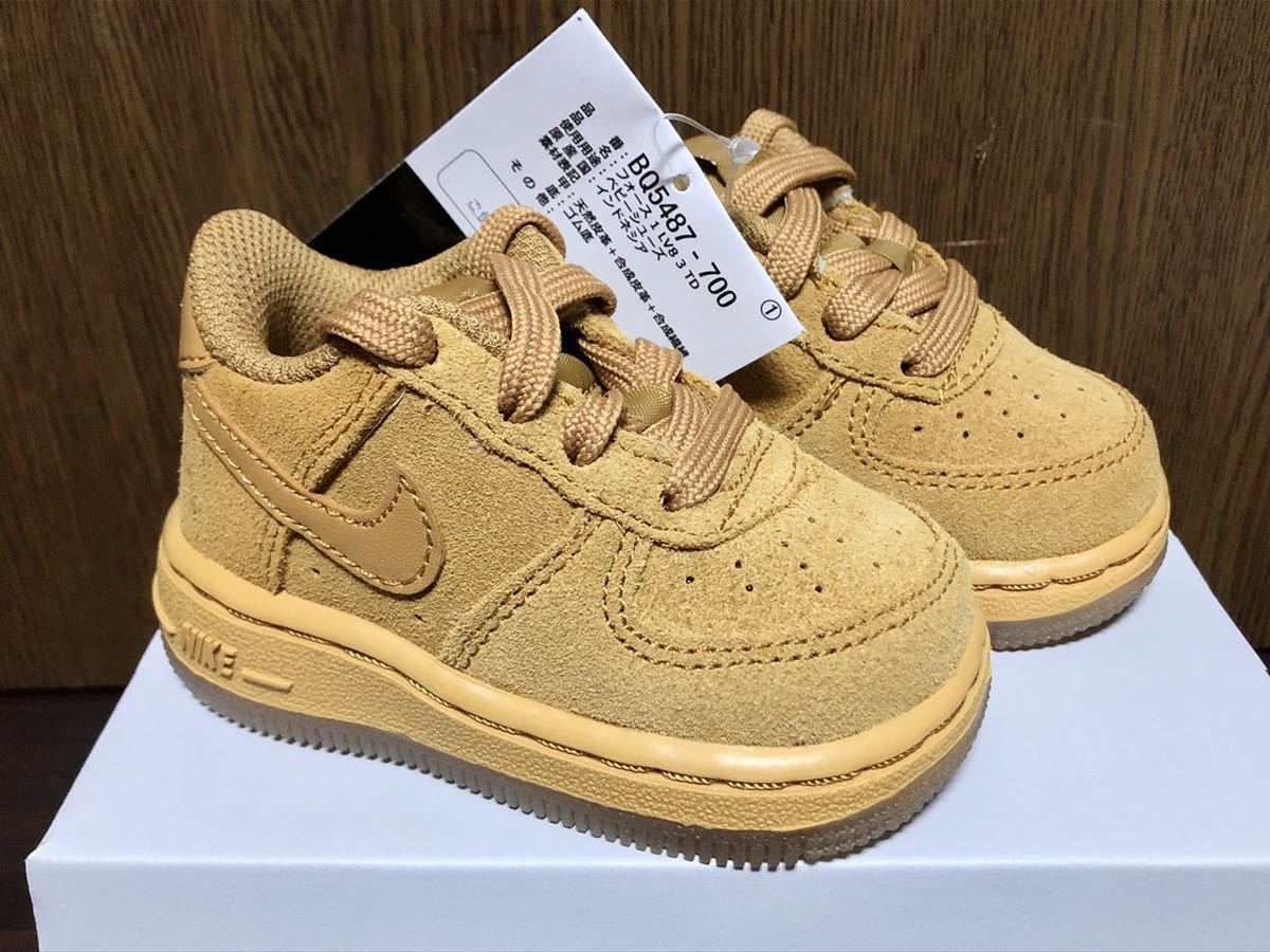 20年製 NIKE FORCE 1 LV8 3 TD BABY ナイキ フォース ベビー トドラー【BQ5487-700】WHEAT SUEDE FLAX ウィート スエード 9センチ_画像2