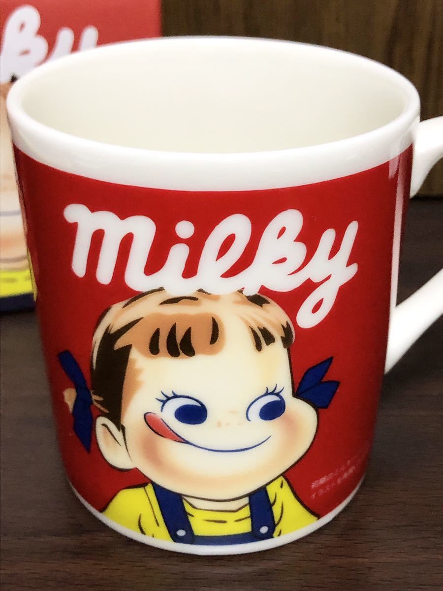 未使用 箱付き FUJIYA Milky PEKO 70th ANNIVERSARY 不二家 ペコちゃん ミルキー マグカップ マグ コップ タンブラー 初代イラスト 陶磁器の画像2