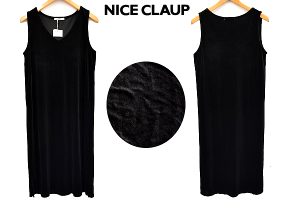 O-319* free shipping * new goods *continuer de NICE CLAUP Nice Claup * autumn winter black black bell bed long no sleeve One-piece free 