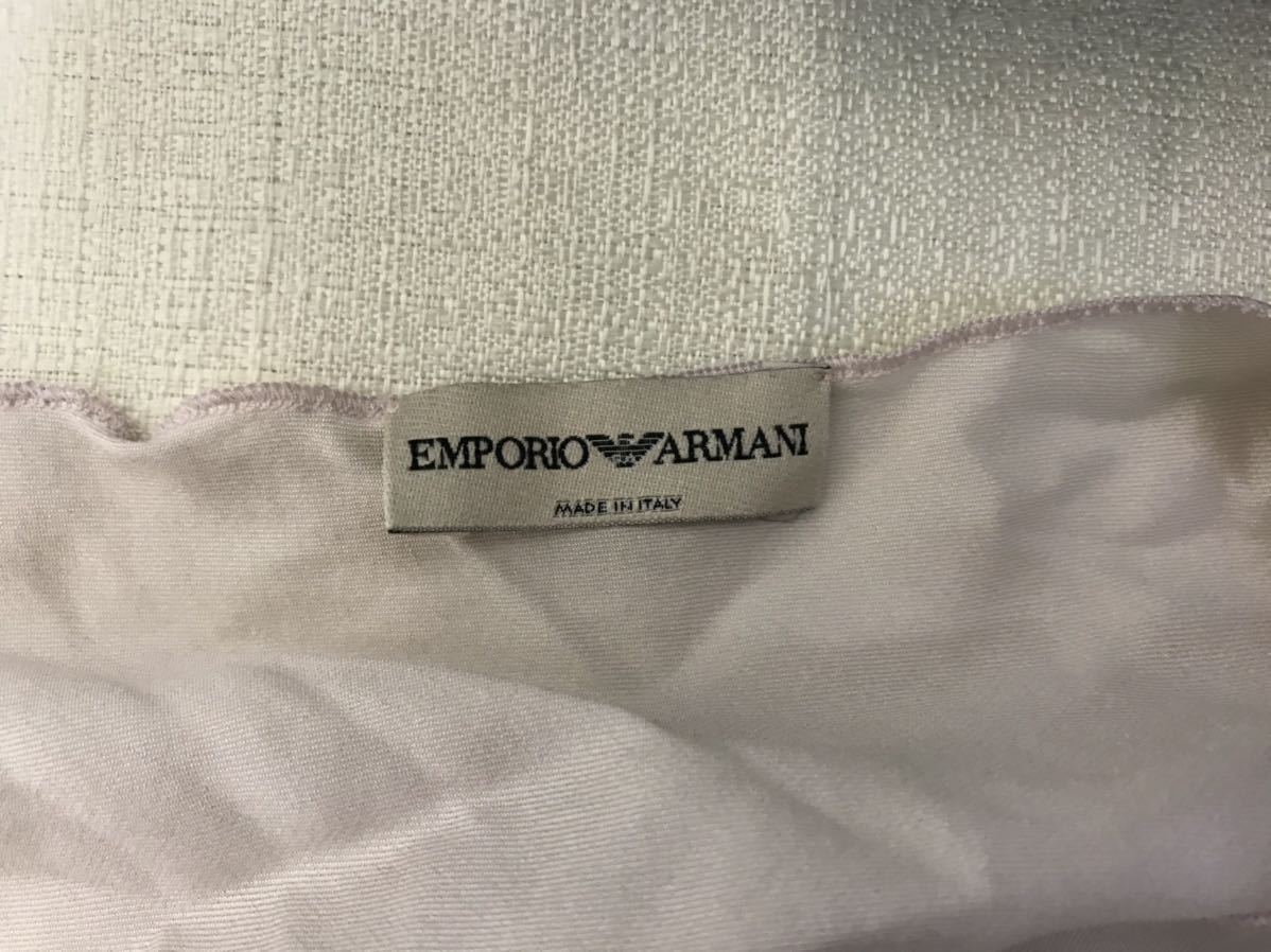 美品本物エンポリオアルマーニEMPORIOARMARNIシルクストレッチドレスブラウン半袖シャツ42ビジネススーツレディースイタリア製ホワイト白