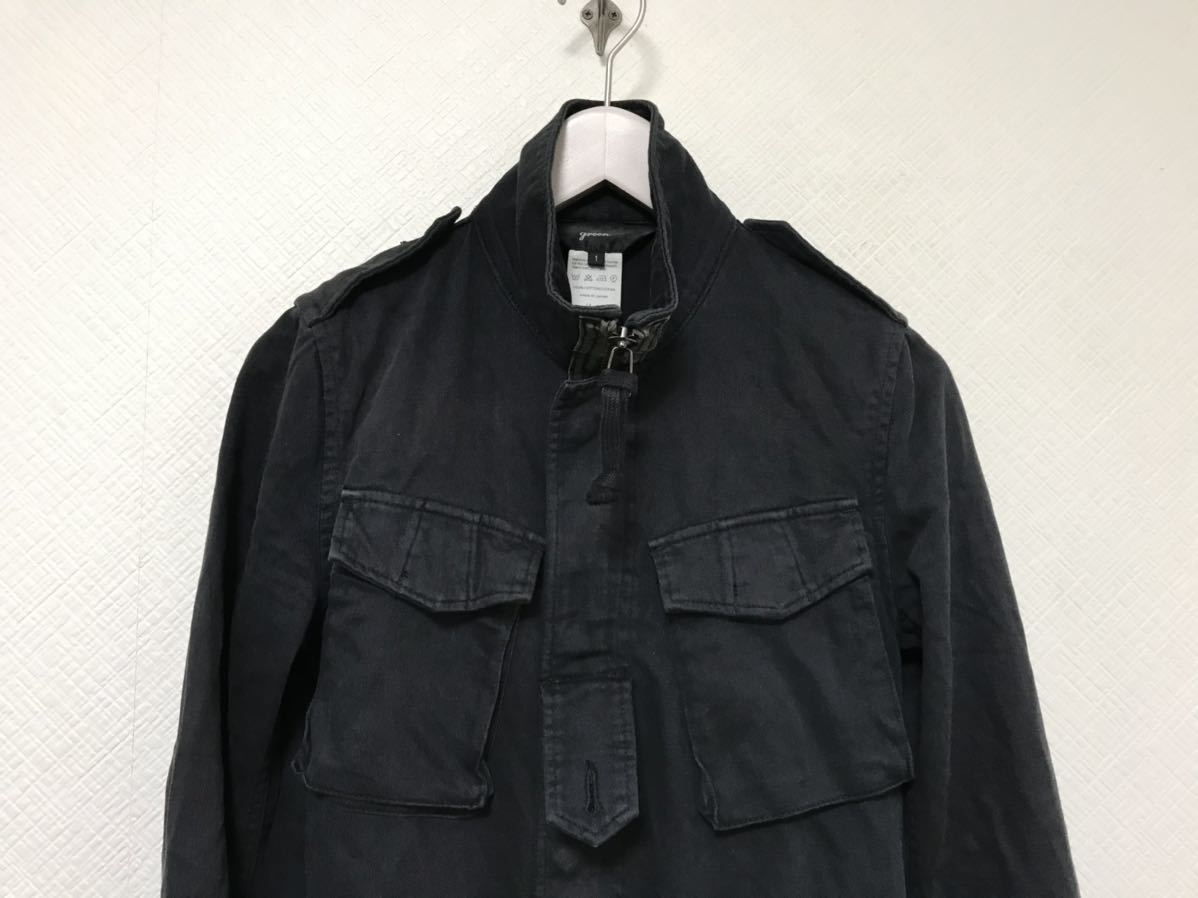 本物グリーンgreenコットンモッズコートジャケットミリタリーアメカジメンズ黒ブラック1S日本製