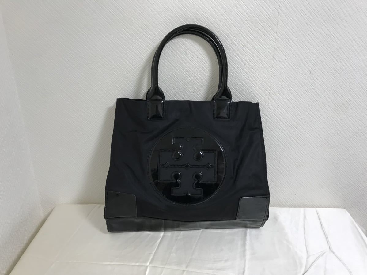 本物トリーバーチTORYBURCHエナメルレザーナイロントートバッグ