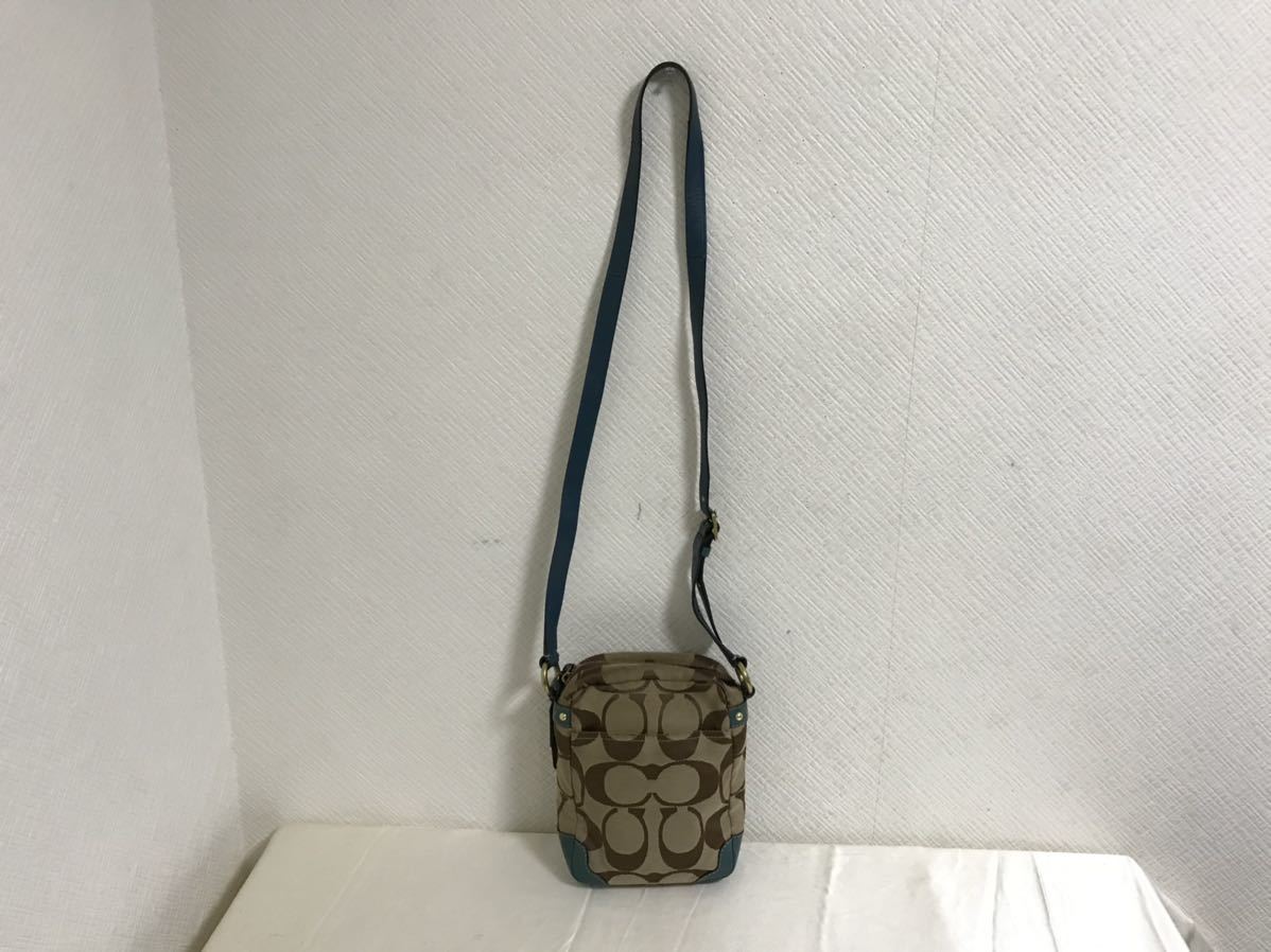 本物コーチCOACH本革レザーパイソン型押しミニショルダーバッグビジネスボディーバックレディースブルーベージュポシェット