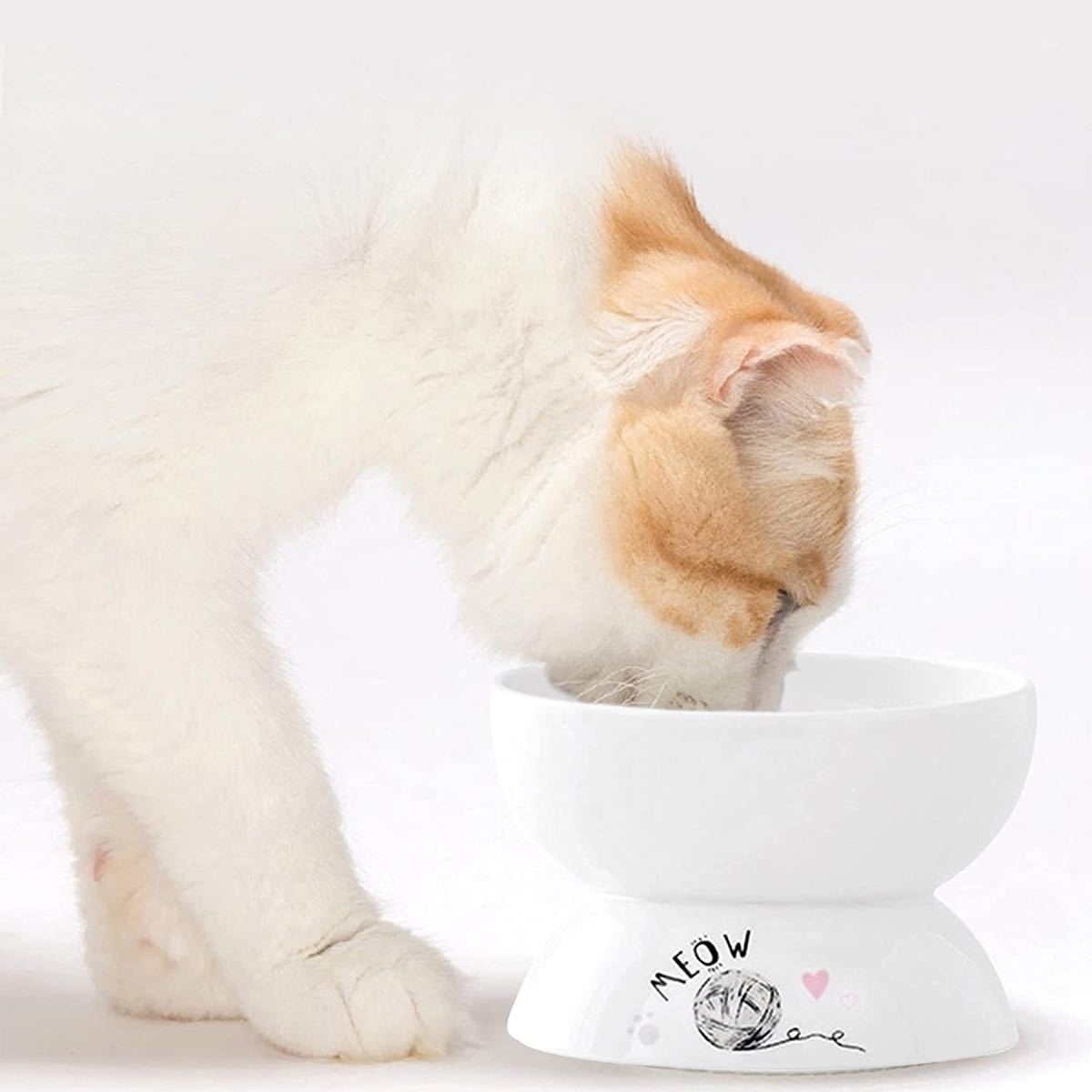猫 ボウル 陶器 猫食器 食べやすい ペット食器 斜め 脚付き 猫ボウル