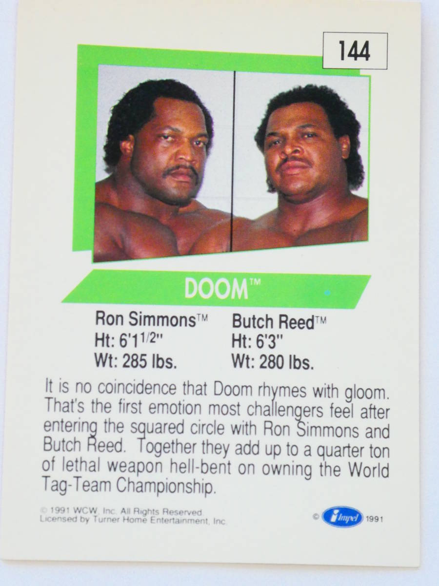 WCWトレーディング・カード　ドゥーム（ロン・シモンズ＆ブッチ・リード）２枚セット_画像2