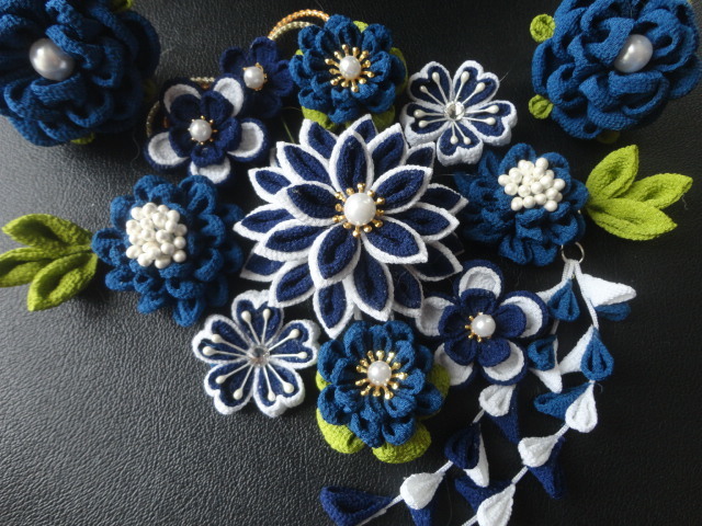 *otowa* flower ornamental hairpin * safety pin *wani pin type * navy * navy blue * knob skill * Japanese clothes * kimono * Short cut. lady`s also *RN07